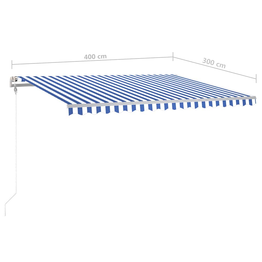 Τέντα Συρόμενη Χειροκίνητη με LED Μπλε / Λευκό 4x3 μ.