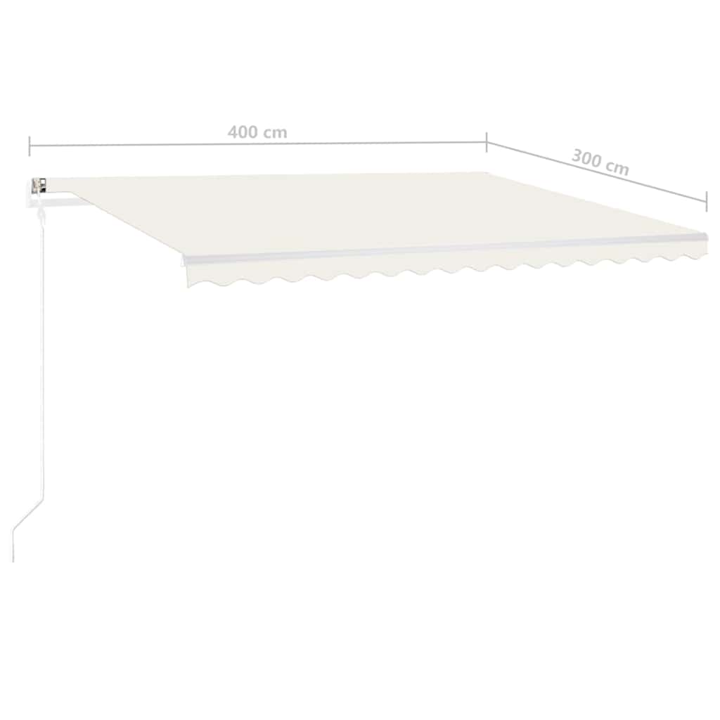 Τέντα Συρόμενη Χειροκίνητη με LED Κρεμ 4 x 3 μ.