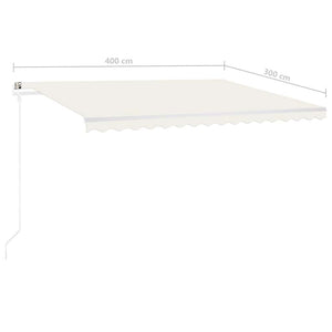 Τέντα Συρόμενη Χειροκίνητη με LED Κρεμ 4 x 3 μ.