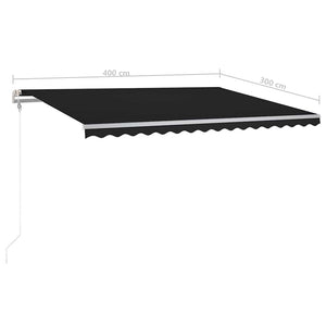 Τέντα Συρόμενη Χειροκίνητη με LED Ανθρακί 4x3 μ.