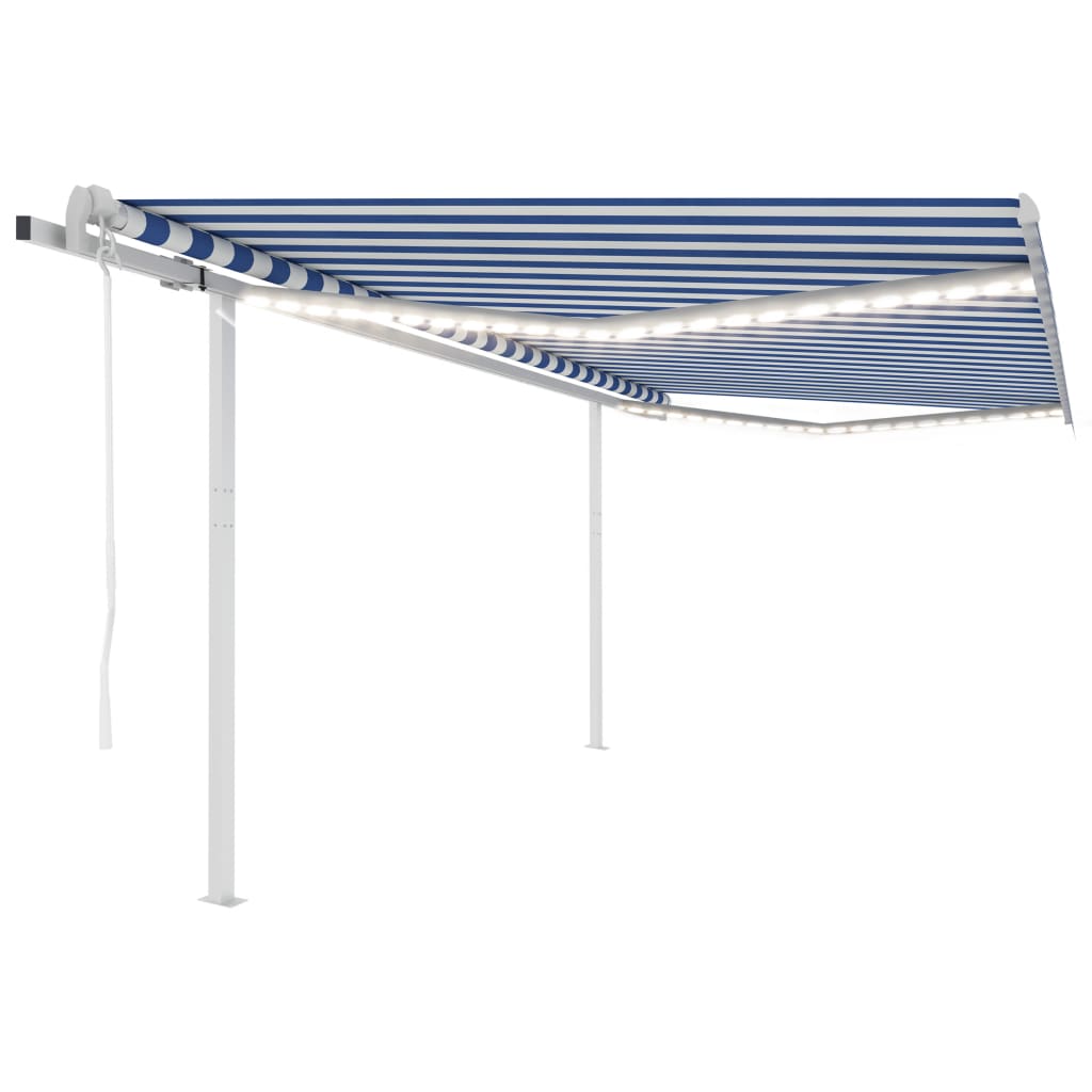 Τέντα Αυτόματη με LED & Αισθητήρα Ανέμου Μπλε/Λευκό 4x3 μ.