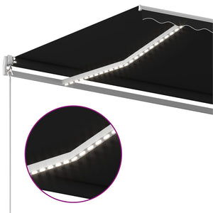Τέντα Αυτόματη με LED & Αισθητήρα Ανέμου Ανθρακί 4x3 μ.