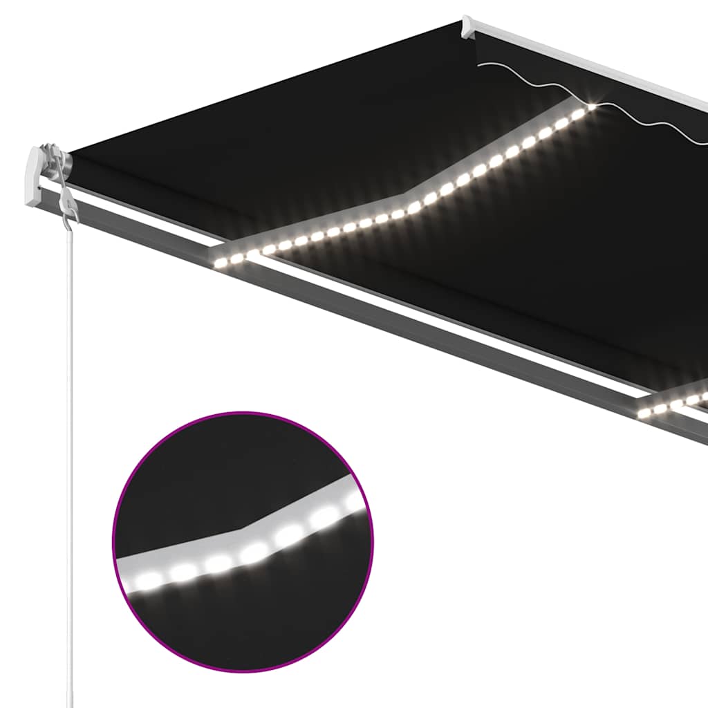 Τέντα Συρόμενη Χειροκίνητη με LED Ανθρακί 4,5x3 μ.