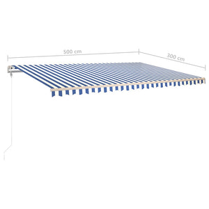 Τέντα Συρόμενη Χειροκίνητη με LED Μπλε / Λευκό 5x3 μ.