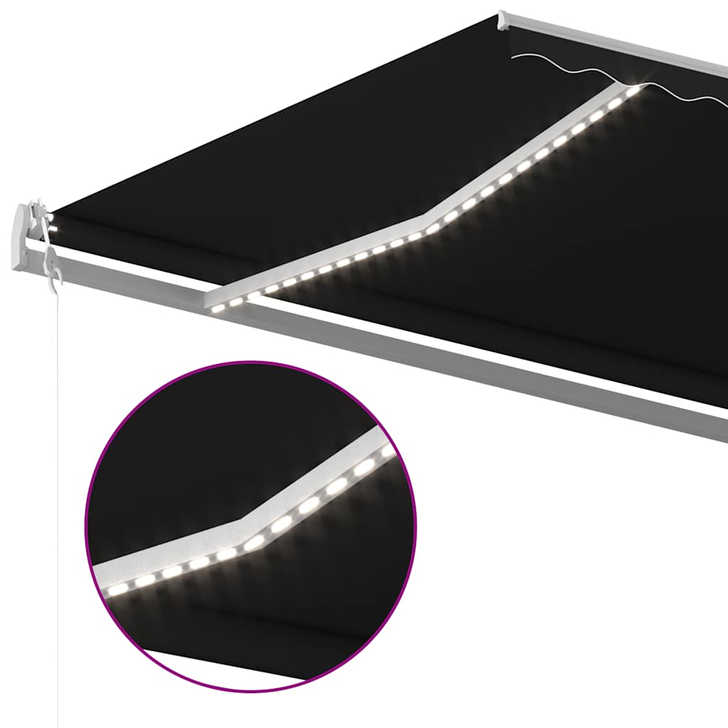Τέντα Συρόμενη Χειροκίνητη με LED Ανθρακί 5x3 μ.