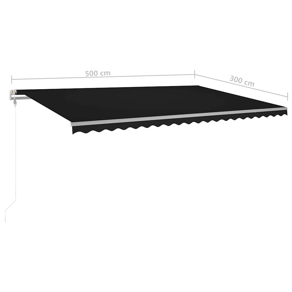 Τέντα Συρόμενη Χειροκίνητη με LED Ανθρακί 5x3 μ.