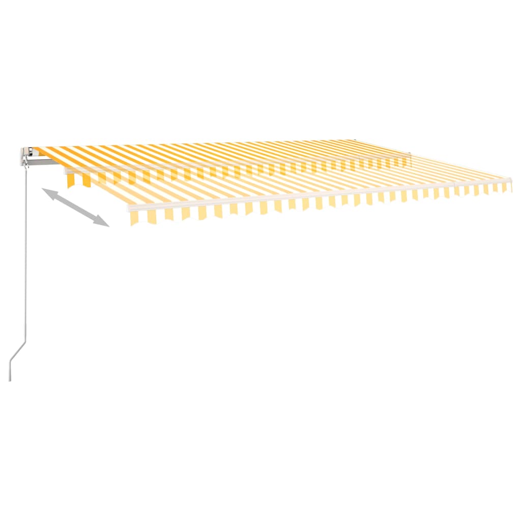 Τέντα Αυτόματη με LED & Αισθητήρα Ανέμου Κίτρινο/Λευκό 5 x 3 μ.