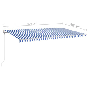 Τέντα Συρόμενη Χειροκίνητη με LED Μπλε / Λευκό 6x3 μ.