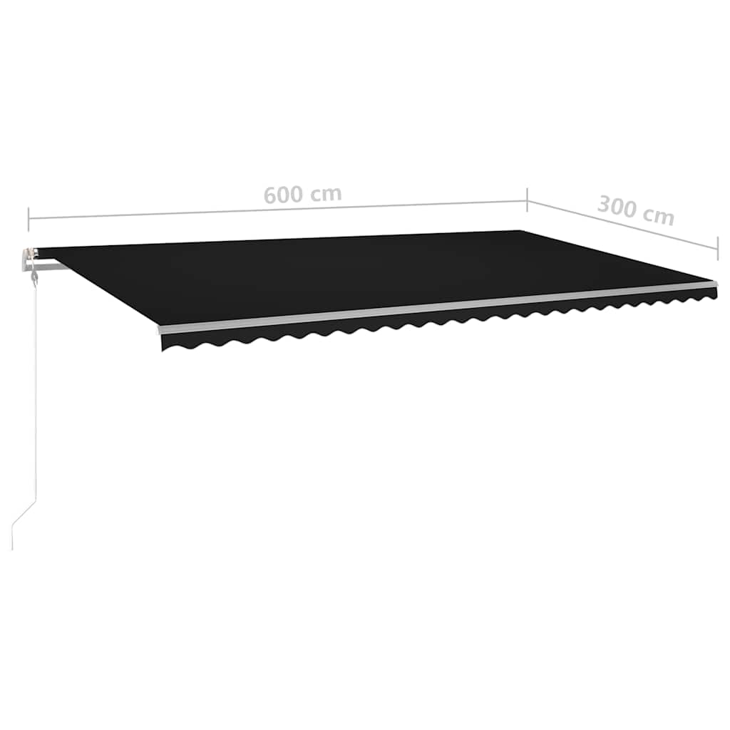Τέντα Συρόμενη Χειροκίνητη με LED Ανθρακί 6x3 μ.