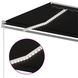 Τέντα Αυτόματη με LED & Αισθητήρα Ανέμου Ανθρακί 6 x 3 μ. - Pakobazaar
