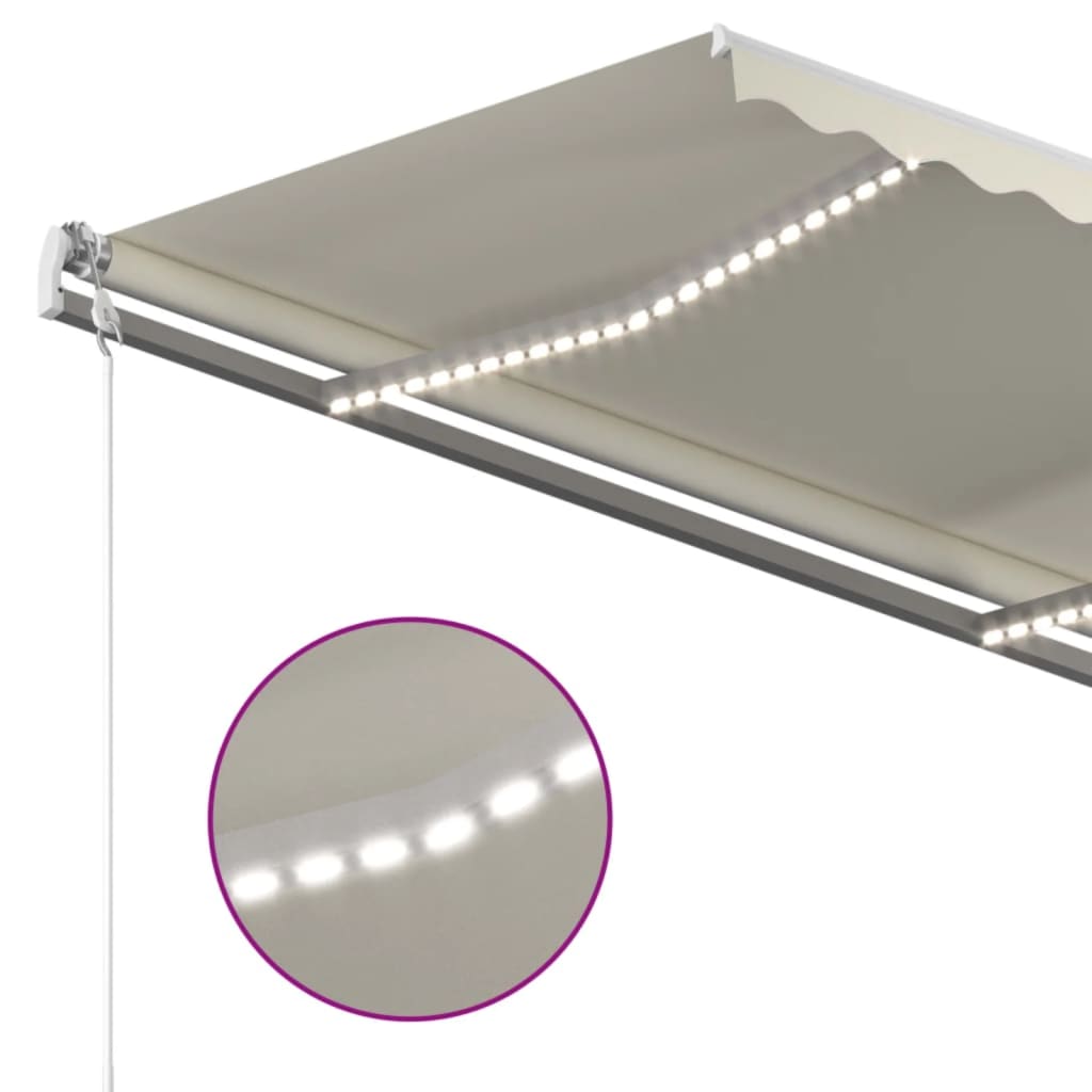 Τέντα Συρόμενη Χειροκίνητη με LED Κρεμ 4 x 3,5 μ.