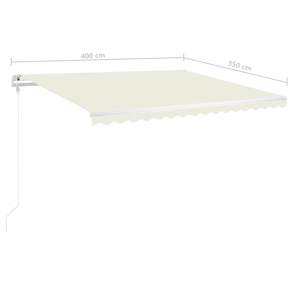 Τέντα Συρόμενη Χειροκίνητη με LED Κρεμ 4 x 3,5 μ.
