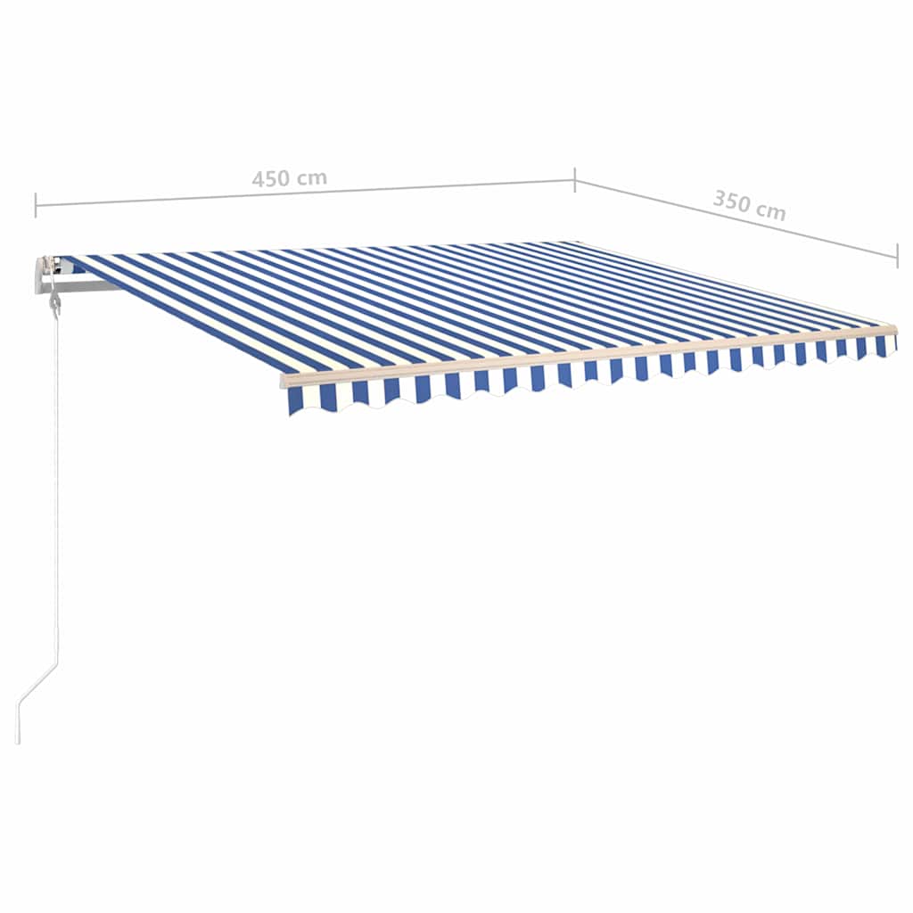 Τέντα Συρόμενη Χειροκίνητη με LED Μπλε / Λευκό 4,5x3,5 μ.
