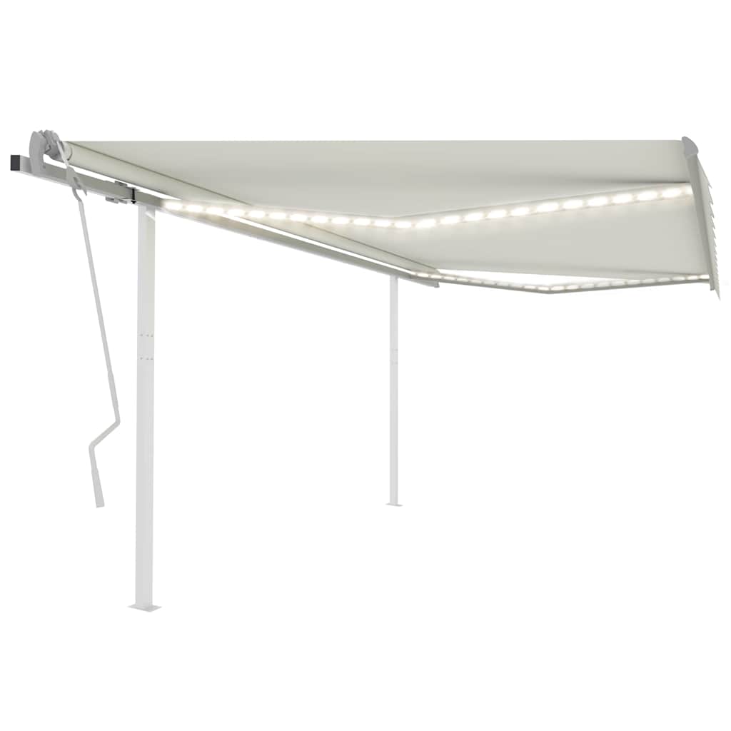 Τέντα Συρόμενη Χειροκίνητη με LED Κρεμ 4,5x3,5 μ. - Pakobazaar