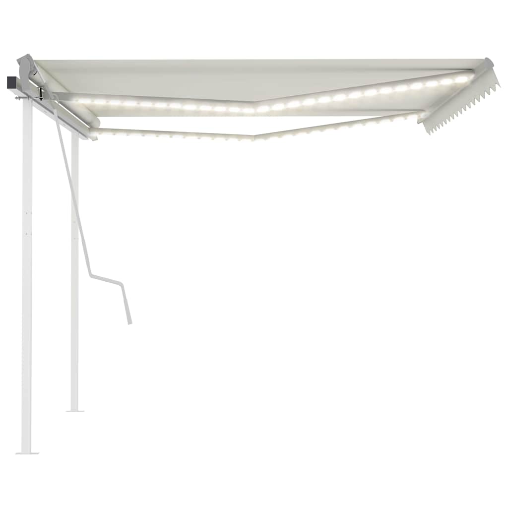 Τέντα Συρόμενη Χειροκίνητη με LED Κρεμ 4,5x3,5 μ. - Pakobazaar