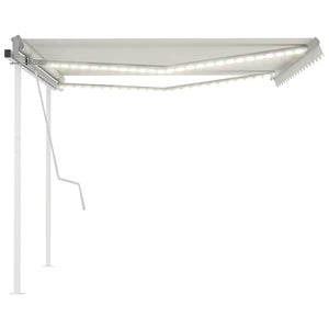 Τέντα Συρόμενη Χειροκίνητη με LED Κρεμ 4,5x3,5 μ. - Pakobazaar