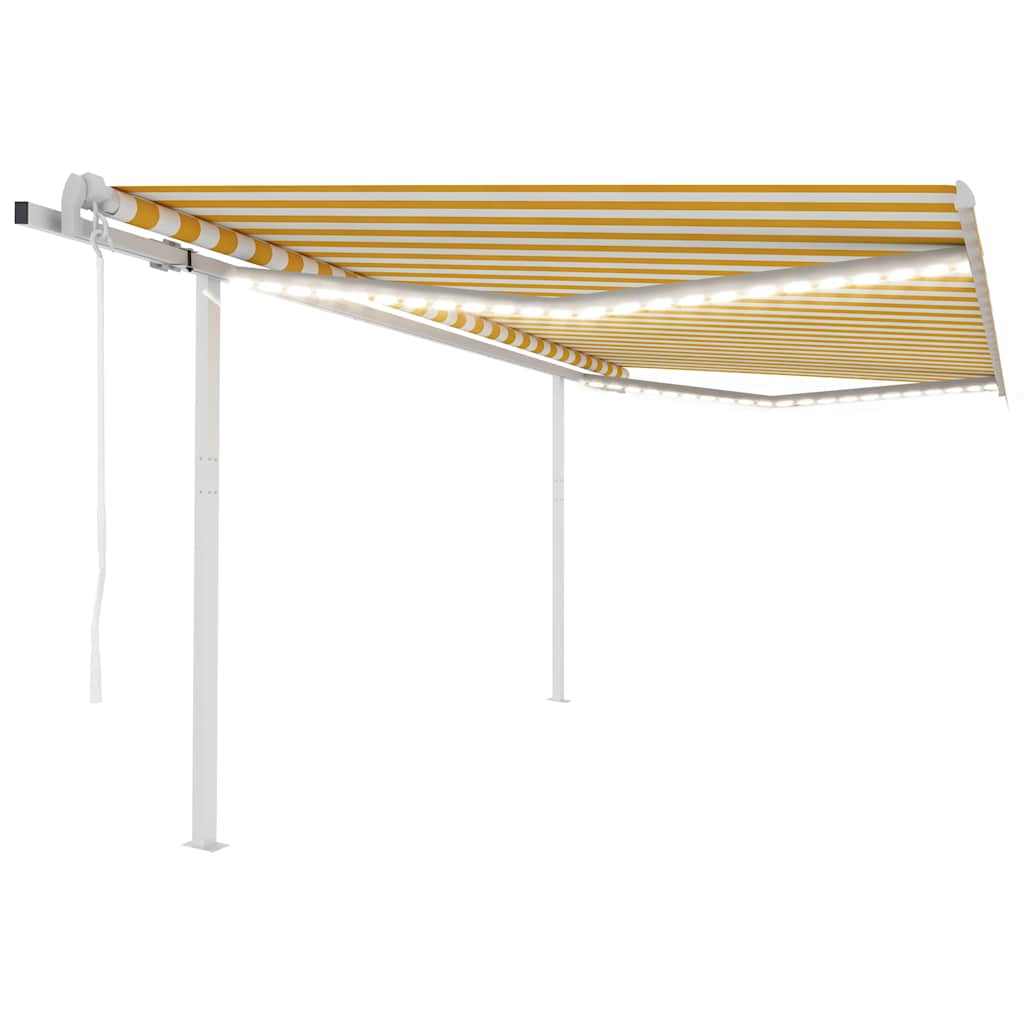 Τέντα Αυτόματη με LED & Αισθ. Ανέμου Κίτρινο/Λευκό 4,5 x 3,5 μ.