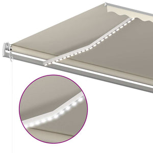 Τέντα Συρόμενη Χειροκίνητη με LED Κρεμ 5x3,5 μ.