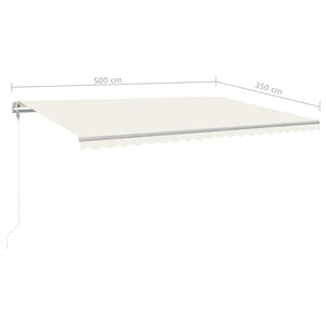 Τέντα Συρόμενη Χειροκίνητη με LED Κρεμ 5x3,5 μ.