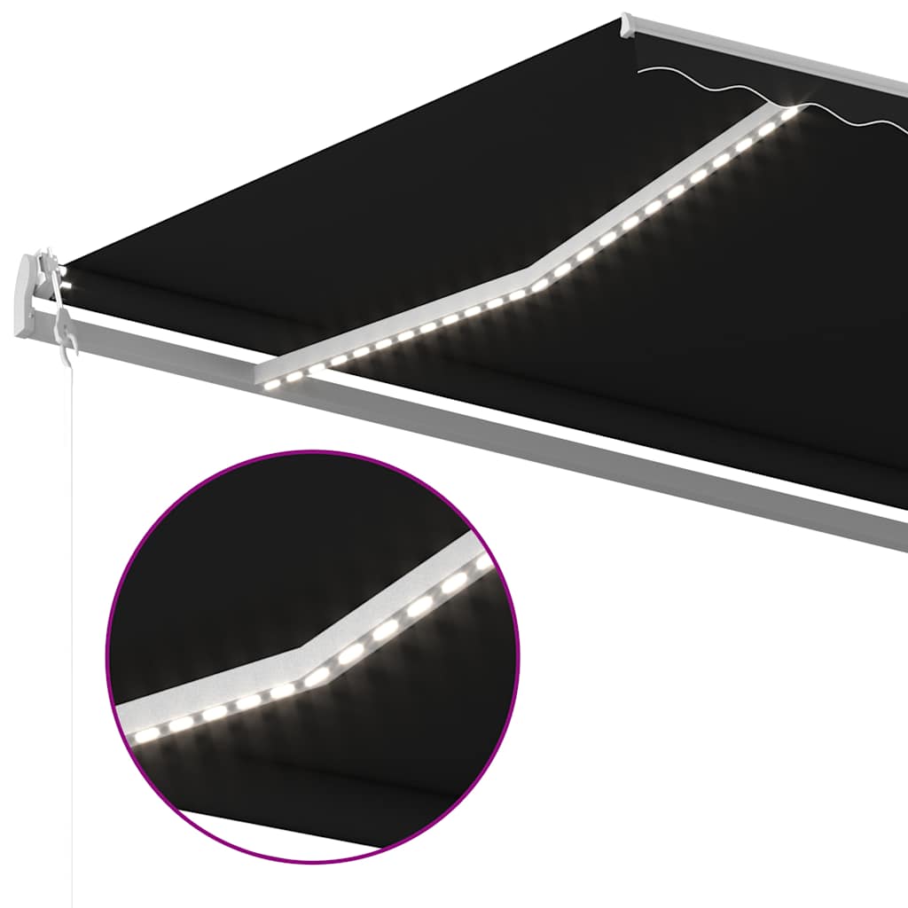 Τέντα Συρόμενη Χειροκίνητη με LED Ανθρακί 5x3,5 μ.