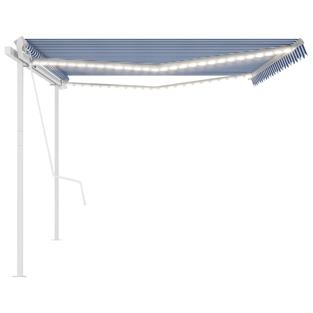 Τέντα Αυτόματη με LED & Αισθ. Ανέμου Μπλε / Λευκό 5 x 3,5 μ.