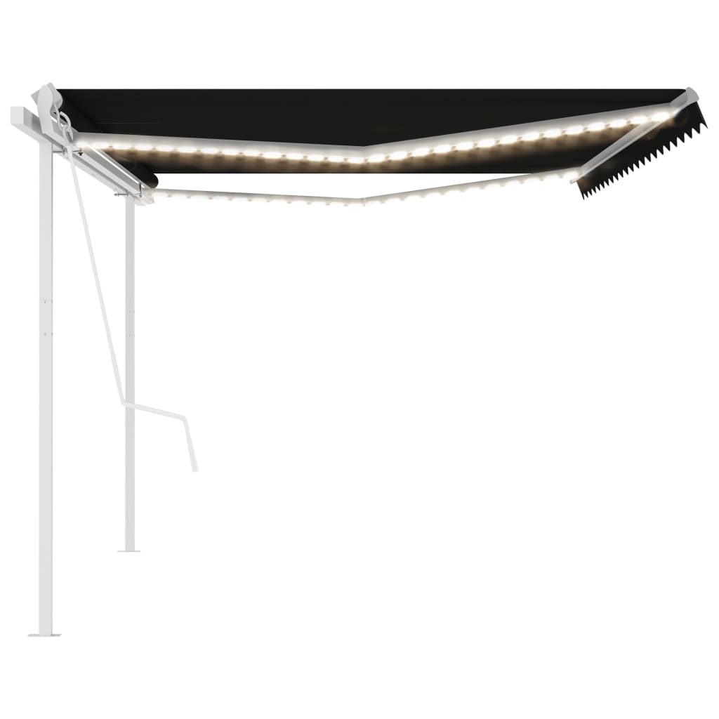 Τέντα Αυτόματη με LED & Αισθητήρα Ανέμου Ανθρακί 5x3,5 μ. - Pakobazaar