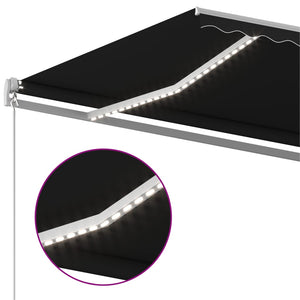 Τέντα Αυτόματη με LED & Αισθητήρα Ανέμου Ανθρακί 5x3,5 μ. - Pakobazaar
