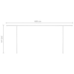 Τέντα Συρόμενη Χειροκίνητη με LED Κρεμ 6x3,5 μ. - Pakobazaar