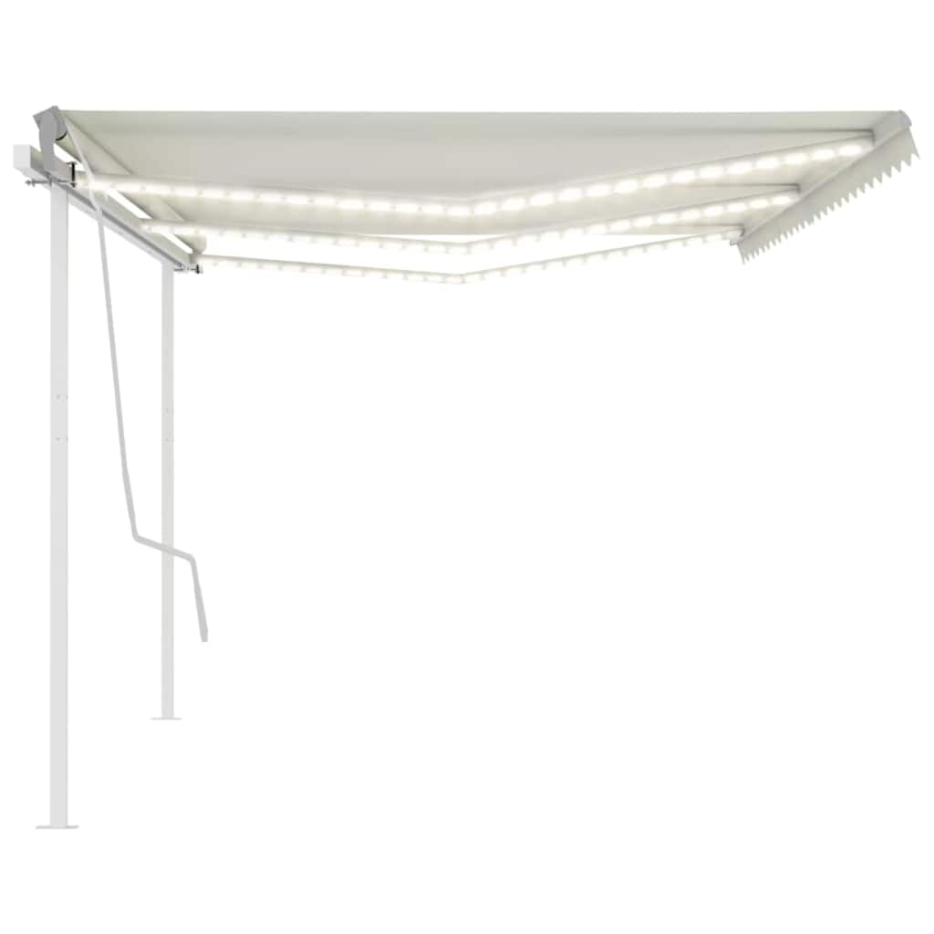 Τέντα Συρόμενη Χειροκίνητη με LED Κρεμ 6x3,5 μ. - Pakobazaar