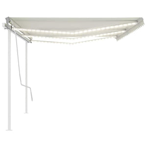 Τέντα Συρόμενη Χειροκίνητη με LED Κρεμ 6x3,5 μ. - Pakobazaar