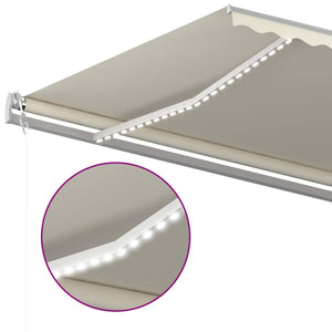 Τέντα Συρόμενη Χειροκίνητη με LED Κρεμ 6x3,5 μ. - Pakobazaar