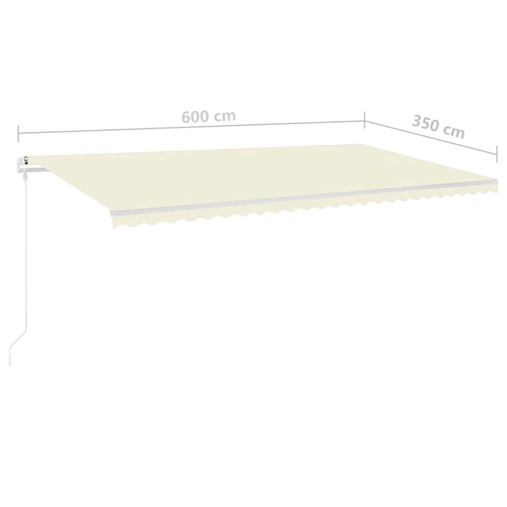 Τέντα Συρόμενη Χειροκίνητη με LED Κρεμ 6x3,5 μ. - Pakobazaar