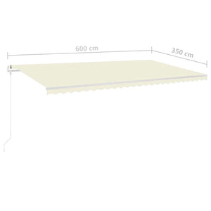 Τέντα Συρόμενη Χειροκίνητη με LED Κρεμ 6x3,5 μ. - Pakobazaar