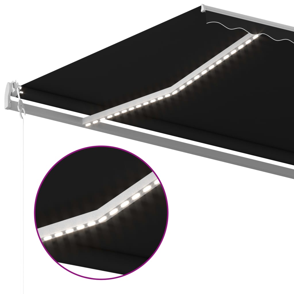 Τέντα Συρόμενη Χειροκίνητη με LED Ανθρακί 6x3,5 μ.
