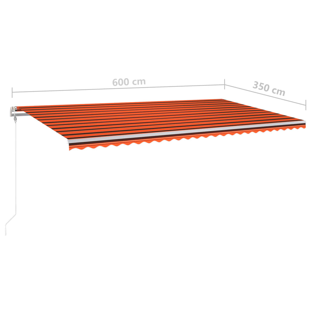 Τέντα Συρόμενη Χειροκίνητη με LED Πορτοκαλί / Καφέ 6x3,5 μ.