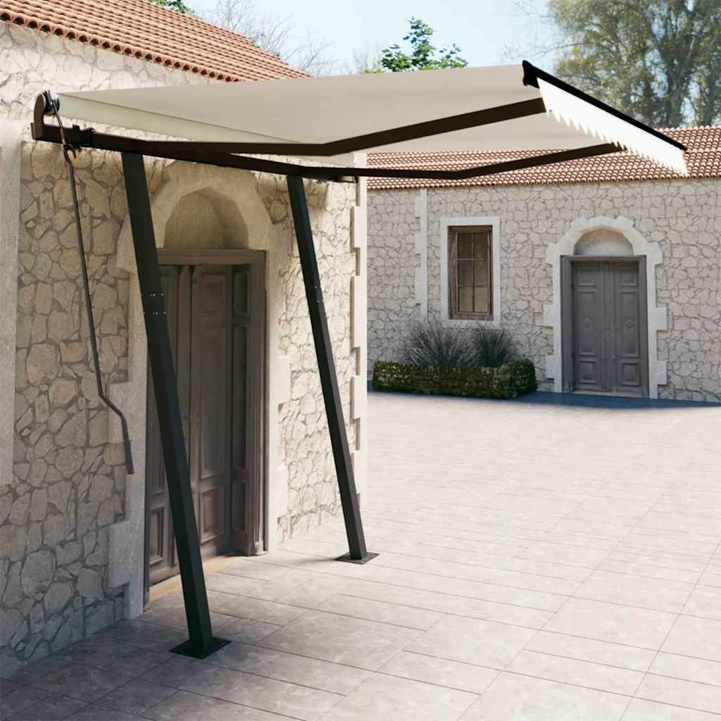 Τέντα Συρόμενη Χειροκίνητη με Πασσάλους Κρεμ 3 x 2,5 μ.