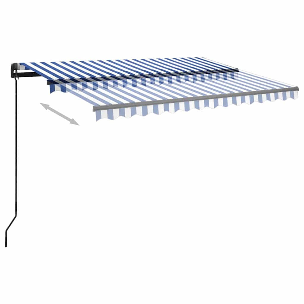 Τέντα Συρόμενη Χειροκίνητη με LED Μπλε/Λευκό 3 x 2,5 μ.
