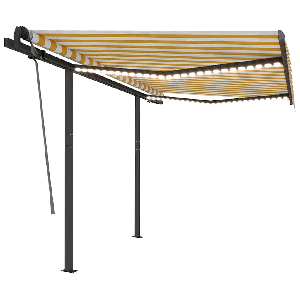 Τέντα Συρόμενη Χειροκίνητη με LED Κίτρινο / Λευκό 3 x 2,5 μ. - PAKOBAZAAR