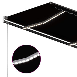 Τέντα Συρόμενη Χειροκίνητη με LED Ανθρακί 3 x 2,5 μ. - Pakobazaar