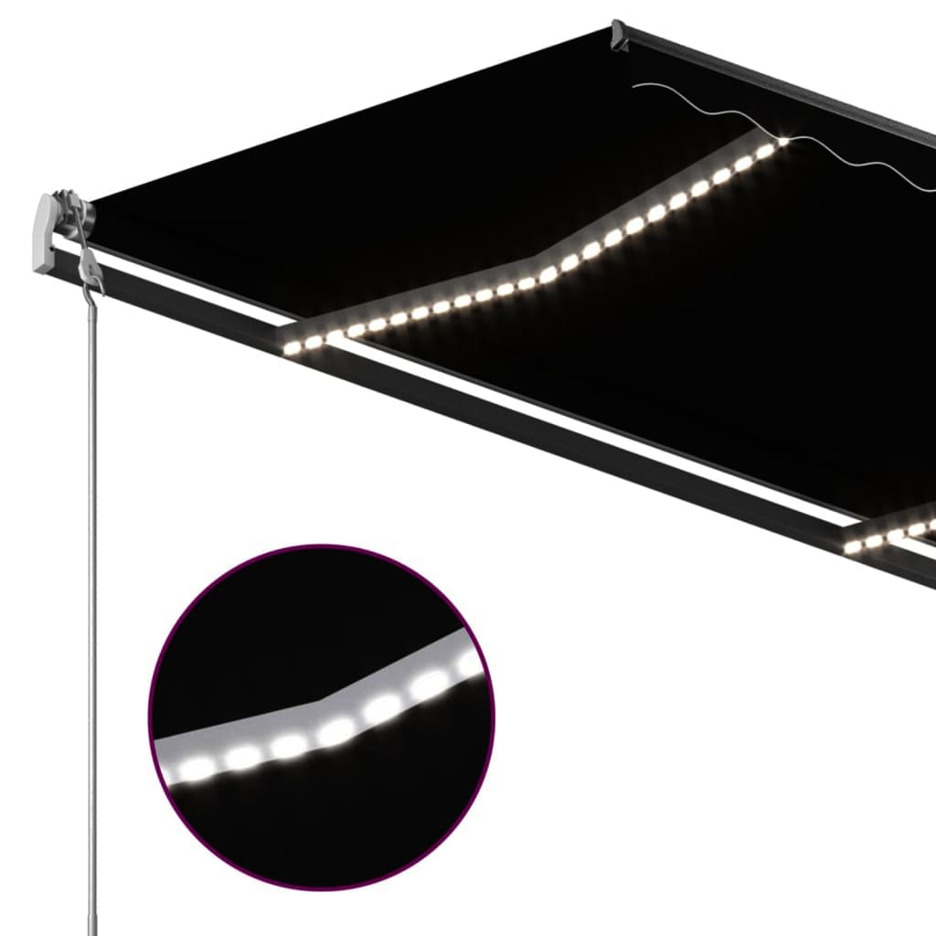Τέντα Αυτόματη με LED και Αισθητήρα Ανέμου Ανθρακί 3 x 2,5 μ.