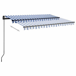 Τέντα Συρόμενη Χειροκίνητη με LED Μπλε/Λευκό 3,5x2,5 μ. - Pakobazaar