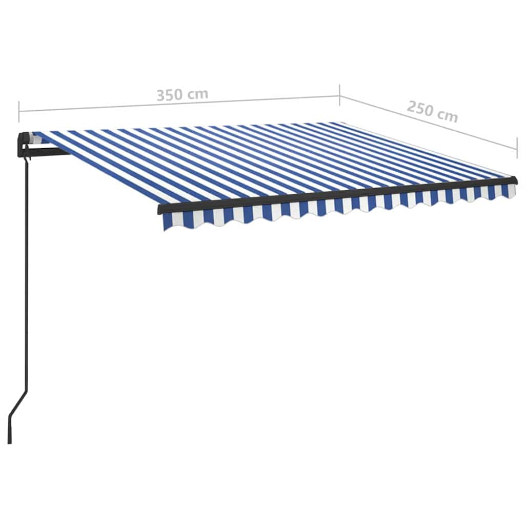 Τέντα Συρόμενη Χειροκίνητη με LED Μπλε/Λευκό 3,5x2,5 μ. - Pakobazaar