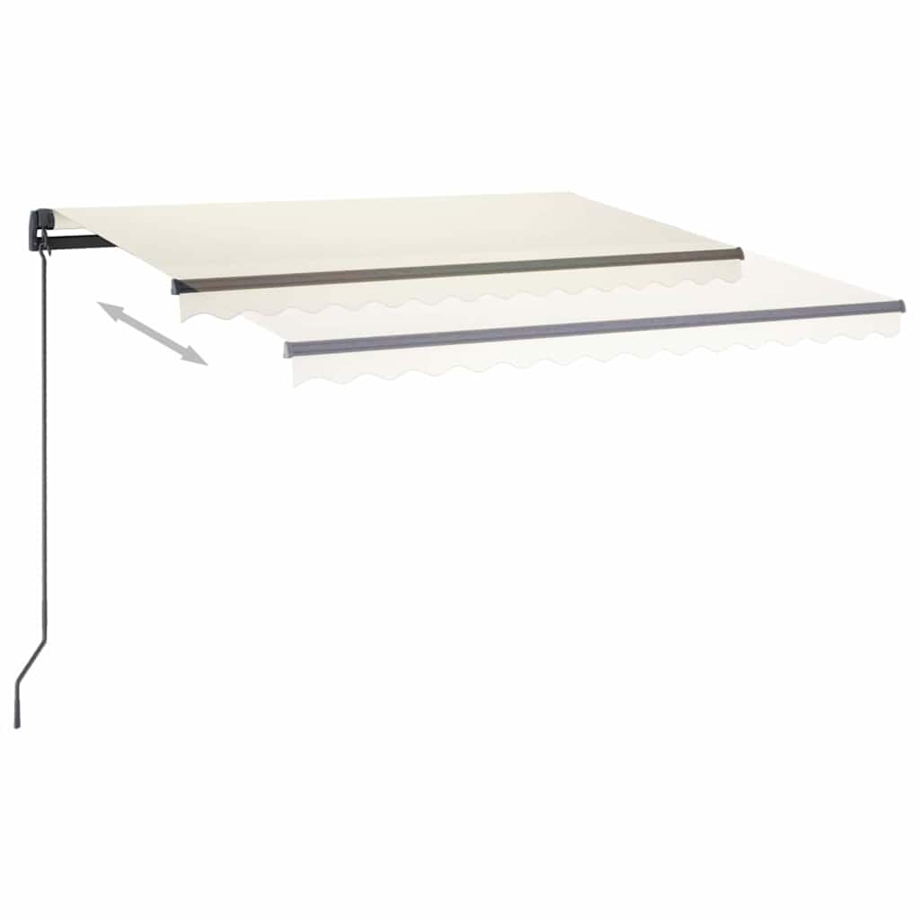 Τέντα Συρόμενη Χειροκίνητη με LED Κρεμ 3,5x2,5 μ.