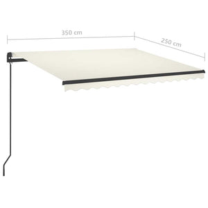 Τέντα Συρόμενη Χειροκίνητη με LED Κρεμ 3,5x2,5 μ.