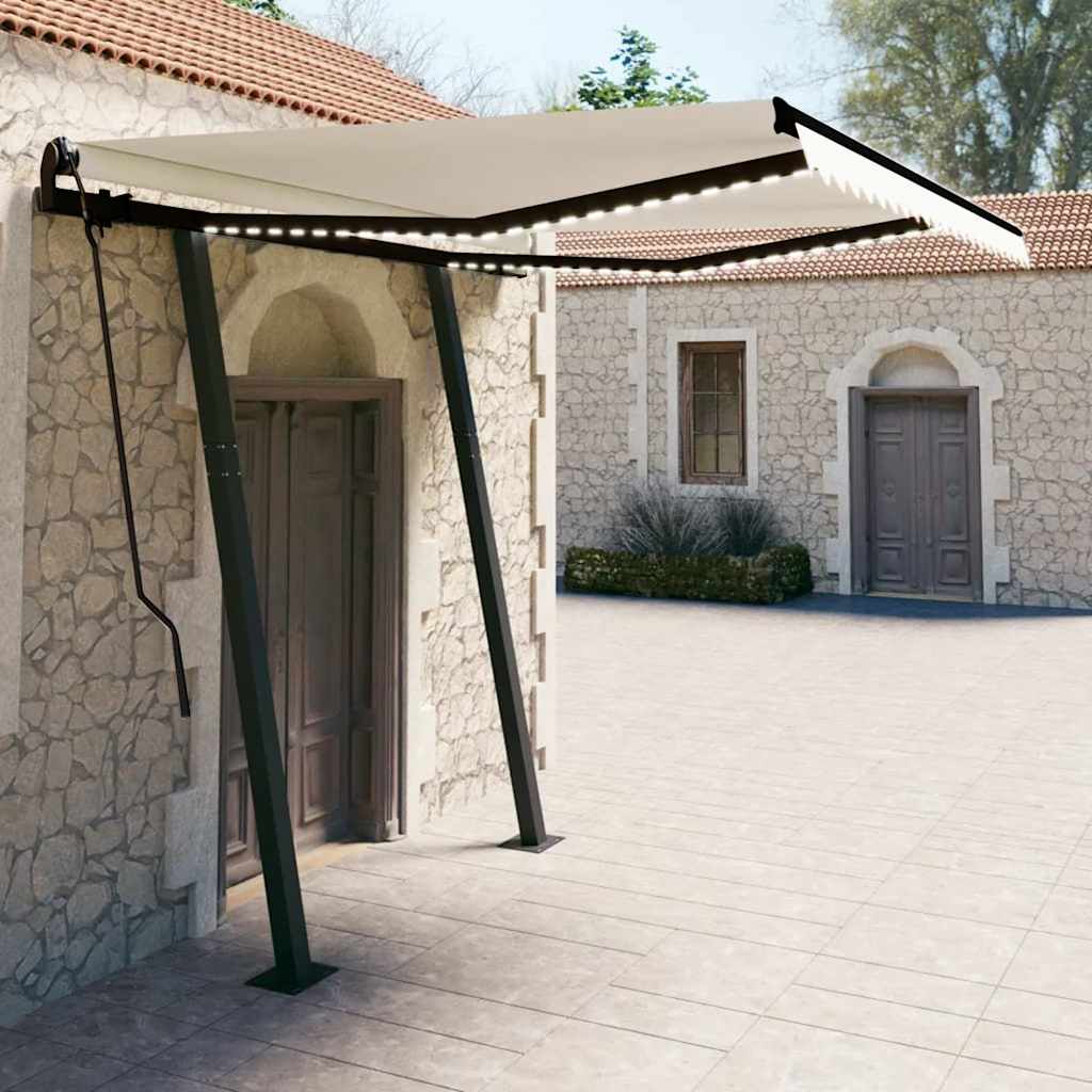 Τέντα Αυτόματη με LED και Αισθητήρα Ανέμου Κρεμ 3,5x2,5 μ. - Pakobazaar