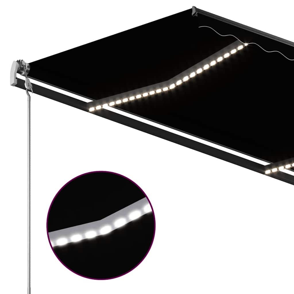 Τέντα Αυτόματη με LED και Αισθητήρα Ανέμου Ανθρακί 3,5x2,5 μ.