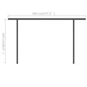 Τέντα Συρόμενη Χειροκίνητη με LED Κρεμ 4 x 3 μ.