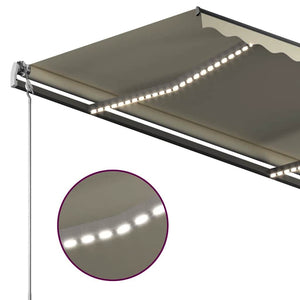 Τέντα Συρόμενη Χειροκίνητη με LED Κρεμ 4 x 3 μ.