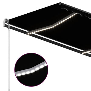 Τέντα Συρόμενη Χειροκίνητη με LED Ανθρακί 400 x 300 εκ.