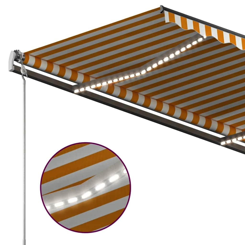 Τέντα Αυτόματη με LED & Αισθητήρα Ανέμου Κίτρινο/Λευκό 4x3 μ.